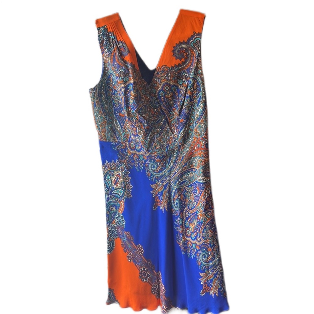 Orange and Blue Elie Tahari Sleeveless Dress. Size 8.